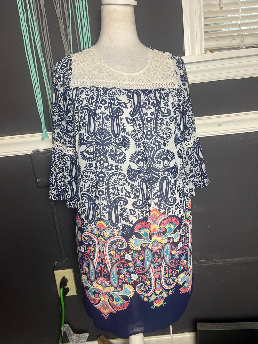 Sequin Hearts Girls boho paisley print dress size 16